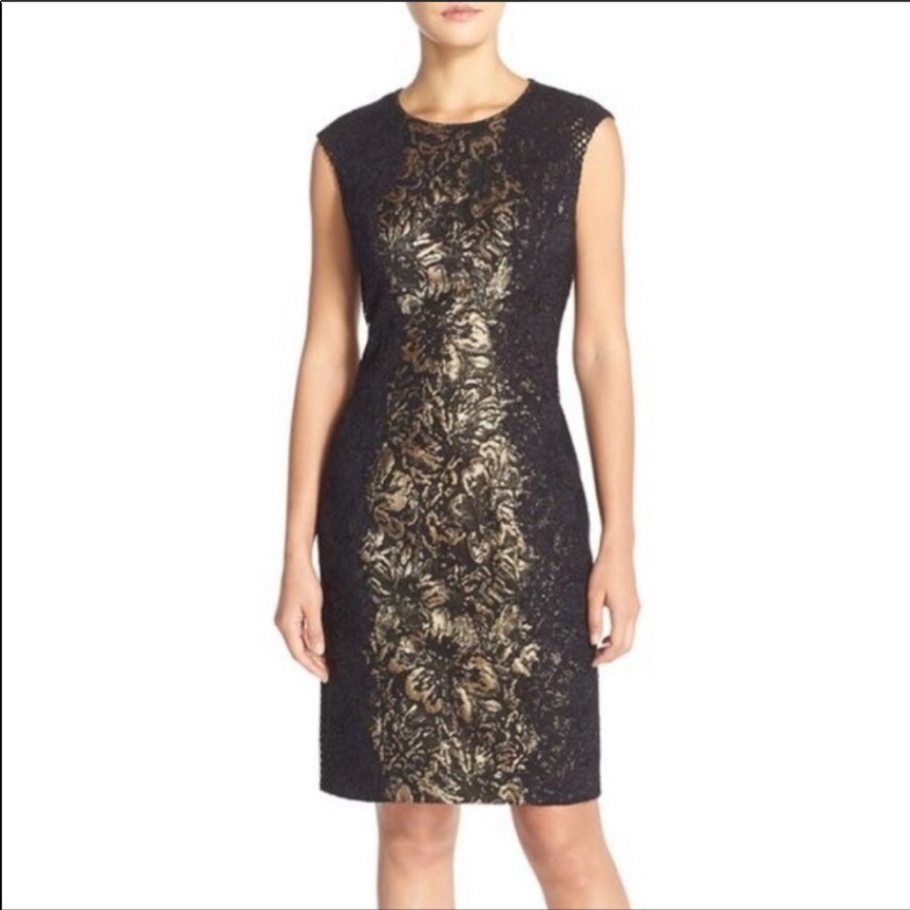Black and gold lace dress
